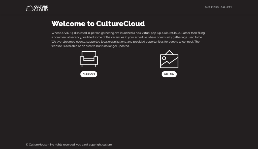 CultureCloud landing page screenshot
