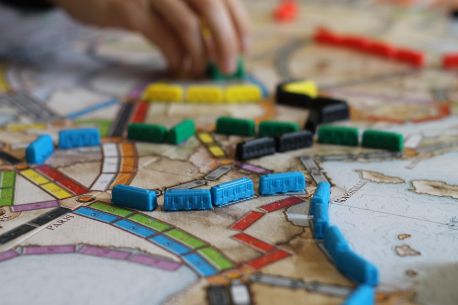 Photo of Ticket to Ride board game pieces and board