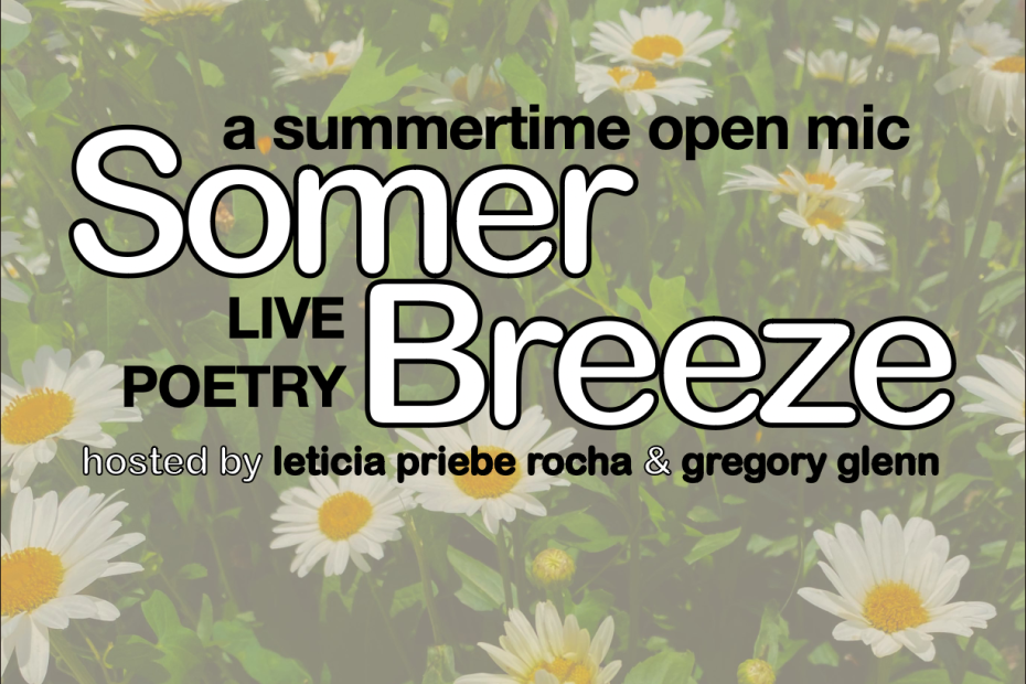 Somer Breeze written in white on a background of white sunflowers