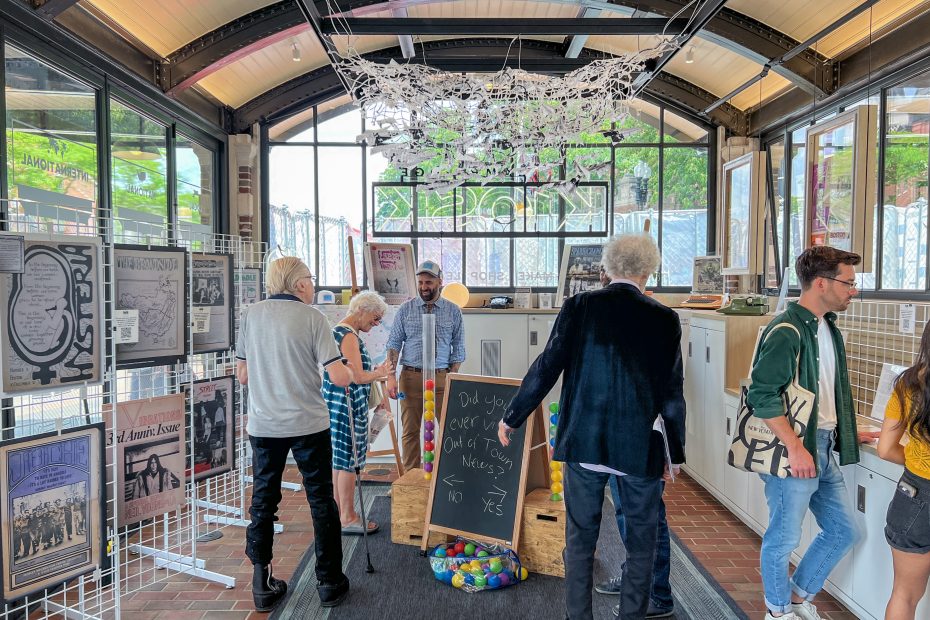 People gathered at the KiOSK